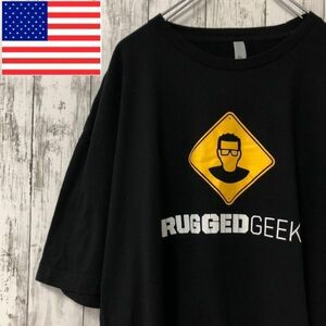 NEXT LEVEL アメリカ古着 ビッグプリントTシャツ メンズ　標識　ブラック