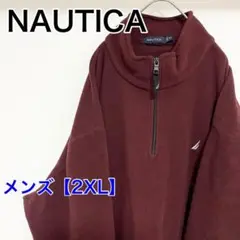 YAH45【US輸入】NAUTICA　フリーススウェット【メンズ2XL】えんじ