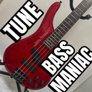 TUNE BASS MANIAC STANDARD シースルー レッド アッシュボディー アクティブサーキット チューンベース マニアック TUNE GUITAR TECHNOLOGY