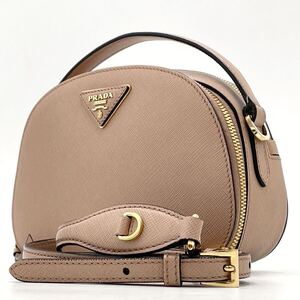 1円●近年モデル●PRADA プラダ オデット 2way ハンドバッグ ショルダーバッグ バニティ サフィアーノルクス ゴールド ピンク系 レディース