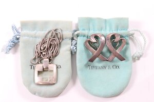 【2点】TIFFANY＆Co ティファニー 925 刻印 オープンクロス ネックレス ラビングハート イヤリング 保存袋付き 4621-AM