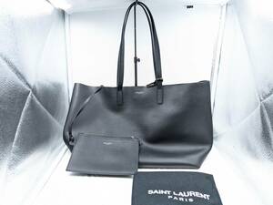 1円～【美品】SAINT LAURENT サンローランパリ ショッピング トート トートバッグ レザー ブラック ゴールド金具 ショルダーバッグ