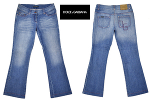 K-4776★美品★DG DOLCE＆GABBANA ドルチェアンドガッバーナ★イタリア製 ヴィンテージ加工デニム フレアー ブーツカット ジーンズ XL 相当