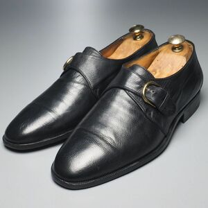 W1301//スペイン製*フラテッリロセッティ/FRATELLI ROSSETTI*メンズ39.5/モンクストラップ/プレーントゥ/レザーシューズ/革靴/黒/ブラック