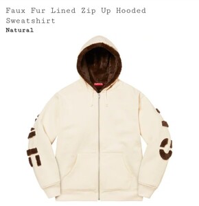 国内正規品　新品未使用　Faux Fur Lined Zip Up Hooded Sweatshirt　Natural XL シュプリーム　ナチュラル　フード　スエット　