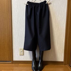 今回のお得品!!*ハンドメイド*ナチュラル♪イージーパンツ　半端丈　短め　ネイビー　コットン　濃紺　チノクロス