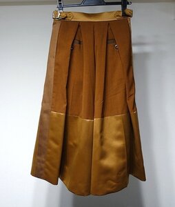 20AW 定価7.9万 美品 Sacai サカイ ポリエステル 切替 ウール スカート 20-05269 ブラウン系 レディース 0