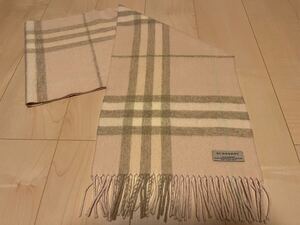 BURBERRY　バーバリー　マフラー　カシミア100%　くすんだ薄ピンク系　美品　　送料無料!!