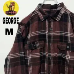 usa古着 GEORGE ネルシャツ　M ブラウン　ブラック　チェック