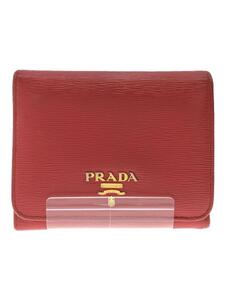 PRADA◆3つ折り財布/レザー/RED/レディース