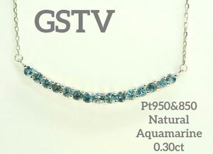 GSTV☆0.3ct Pt950/850天然アクアマリンネックレス　ソーティング