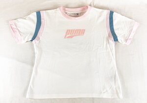 プーマ PUMA 半袖Tシャツ 白ベースにピンク ブルー系 Mぐらい MV-16