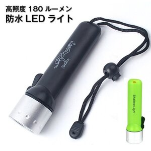 ダイビング懐中電灯 IPX8防水 LEDライト ダイビングライト 明るさ180ルーメン 防災 懐中電灯 潜水ライト SFHDLED43/グリーン