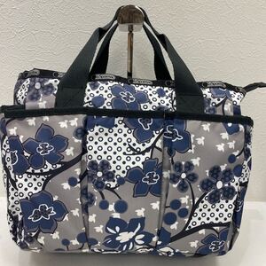 □3−2500 LeSportsac レスポートサック レディース トートバッグ ハンドバッグ ムーンダンス 花柄 ネイビー系 グレー系 軽量 きれいめ