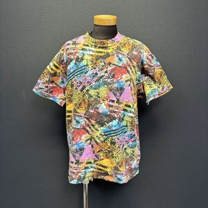 デサント期 ADIDAS AA-3605 S/S TEE アディダス AA-3605 ショートスリーブ Tシャツ size M-L 総柄 半袖 トレフォイル