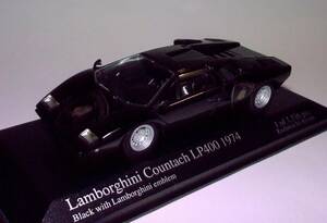 新品【ミニチャンプス】Lamborghini Countach LP400 1974 Black with Lamborghini emblem 1/43