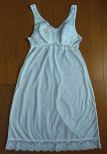 昭和レトロ ニレーナ スリップ ソフトブラカップ サイズA85-95 綿昆　白　インナー　胸元と裾にレース タグ付　難有り　日本製