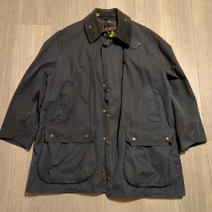 YM1226 Barbour バブアー ヴィンテージ オイルドジャケット BORDER イングランド製 コーデュロイ襟 3ワラント 再wax