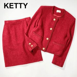 KETTY ケティ レトロ バブリースーツ セットアップ M ジャケット スカート 金パールボタン レディース B42416-78