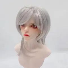 ドールウィッグ 7～8インチ ショートヘア グレー シルバー BJD ウルフ