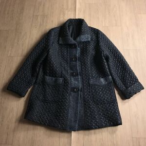 100円スタート★ おしゃれデザイン　キルティング　切り替え　異素材　ハーフコート