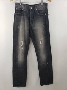 136-KM2905-80s STUSSY ステューシー ダメージ加工 デニムパンツ ペイント ROUGH AND RUGGED ブラック サイズ28