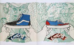 VANS バンズ スニーカー イラスト 広告 VANSフランス オフィシャル広告 稀少 ビンテージ ポスター風 SK8-HI ERA エラ スケーター USA