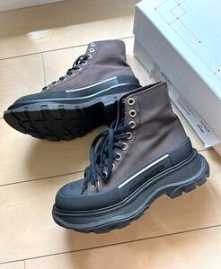 入手困難★ALEXANDER MCQUEEN Tread Slick レースアップブーツ　サイズ37　ダークブラウン×ブラック　靴★アレキサンダーマックイーン