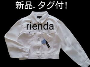 新品・タグ付き！rienda リエンダ　白Gジャン　10480円＋税　はっ水加　フリーサイズ　