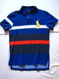 N402＊Polo Ralph Lauren ポロラルフローレン ポロシャツ R-35 ビッグポロ刺繍 サイズS ポニー刺繍 タイダイ風ボーダー