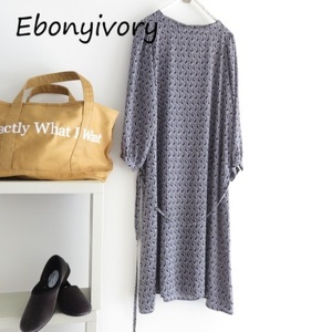 送料込 匿名配送 Ebonyivory エボニーアイボリー　シフォン　柄　ワンピース　レトロ