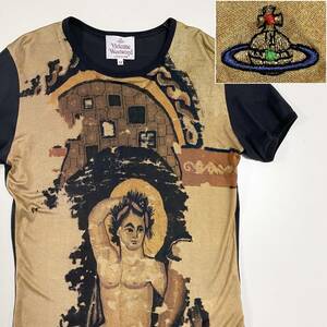 vivienne westwood LONDON イタリア製 絵画 シルク 半袖 カットソー Mサイズ ヴィヴィアンウエストウッド Tシャツ Tee archive 4080342