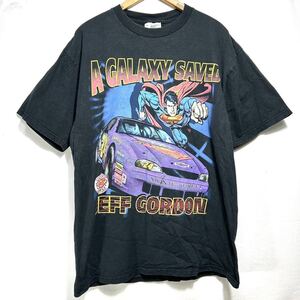 ■ 90s ビンテージ COMPETITORS VIEW DC COMICS GALAXY SAVED JEFF GORDON SUPERMAN RACING Tシャツ L スーパーマン ジェフ ゴードン ■