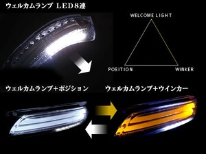 30 プリウス 後期 LED ライトバー ウインカー ミラー ホワイトポジション/ウインカー/ウェルカムライト搭載 左右セット ツインカラー 白/橙