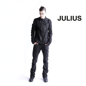 新品★別注 JULIUS BLACK SENCE コーティング デニム ライダース 1 ユリウス センス 06AW アーカイブ archive NILoS ジャケット ブルゾン