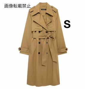 vintage ヴィンテージ レトロ ロング トレンチコート アウター Sサイズ レディース★ZARA 好きな方に★2024 A/W 秋新作 新品未使用★