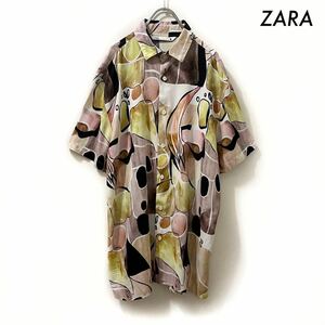 【送料無料】ZARA ザラ★総柄プリント 半袖シャツ オープンカラー メンズ