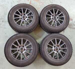 ⑥　タイヤ　ホイール　tead 15×6j 5×100 15インチ　195/65r15 5穴　スタッドレスタイヤ　冬用　社外　