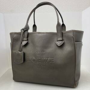 726 LOEWE ロエベ トートバッグ ヘリテージ 本革　エンボス　ロゴ メンズ　クロシェット　ダークブラウン　ロゴ型押し ハンドバッグ 