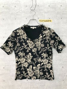 LAURA ASHLEY ローラアシュレイ 花総柄 Vネック Tシャツ S