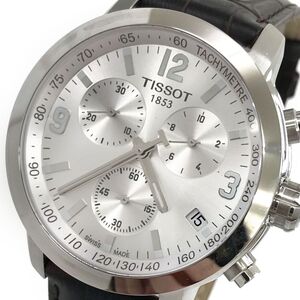 新品 2024年購入 TISSOT ティソ PRC 200 腕時計 T055.417.16.037.00 クオーツ クロノグラフ カレンダー ラウンド レザーベルト 電池交換済