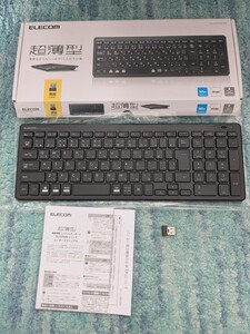 ◎0701u1114　エレコム USB-A キーボード ワイヤレス (レシーバー付属) パンタグラフ コンパクトキーボード ブラック TK-FDP099TBK