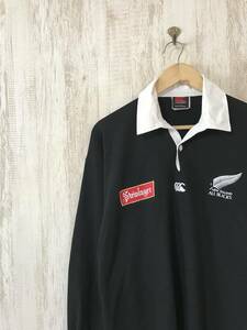 672☆【ALL BLACKS オールブラックス ラガーシャツ】CANTERBURY カンタベリー ラグビー ニュージーランド M 黒