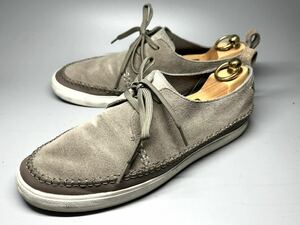 【即決】Clarks クラークス UK8 26.5cm程度 メンズ スニーカー スリッポン プレーントゥ カーキ グレー 革靴 くつ 21573