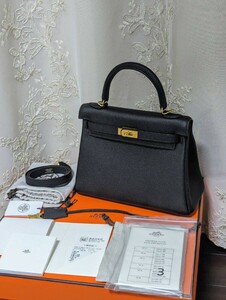 【2万円スタート】 個人並行品HERMES ケリー25 ノワール☆トゴ☆ ゴールド金具 ！新品 ！レシート