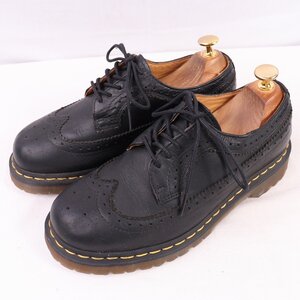 ドクターマーチン UK5/23.5cm-24.0cm/5ホール 11845 ウィングチップ 黒 ブラック レディース レザー ブーツ dr.martens 中古 古着 dm4048