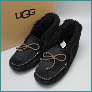 ★UGG/アグ アレーナ モカシンローファー/スリッポン レディース25cm/ブラック/スエード/1004806/レザーリボン/外箱付き&0448600006