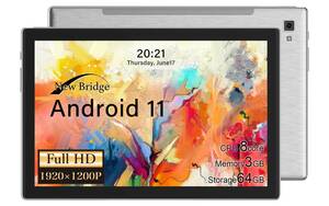 【中古】New Bridge タブレット 10.1インチ 最新Android11 解像度1920*1200 オクタコアプロセッサー メモリー3GB+