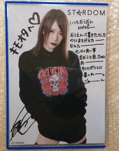 スターダム 鹿島沙希 直筆 コメント サイン入 ポートレート 硬質ケース付 大江戸隊時 STARDOM 女子プロレス もやし様書き損じも売りにする