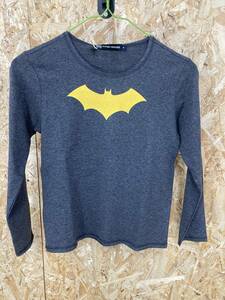 HA44【2003】バットマン Tシャツ 8サイズ 子供用 プリント キャラクター ロゴ コットン BATMAN DCコミックス 丸首 グレー【120102000063】